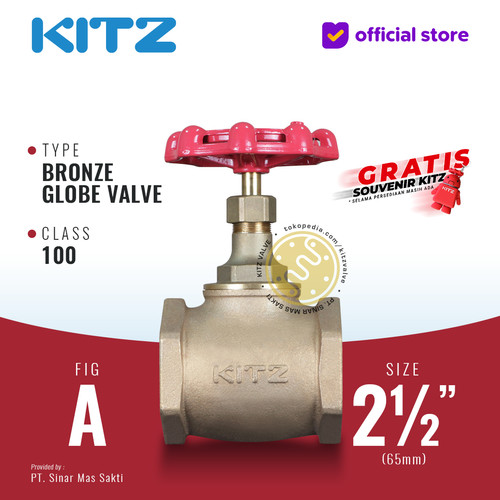 KITZ Bronze Globe Valve Fig. 100 A , 2 1/2" - 65mm , Drat / Screw