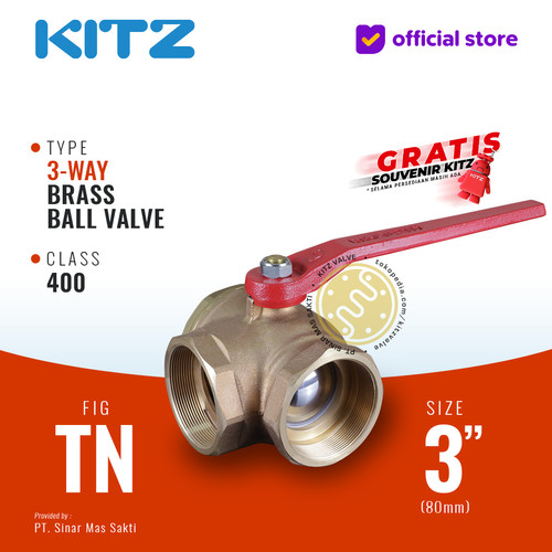 3-Way Ball Valve KITZ Fig. 400 TN , 3" - 80A - 80mm , Drat / Screw