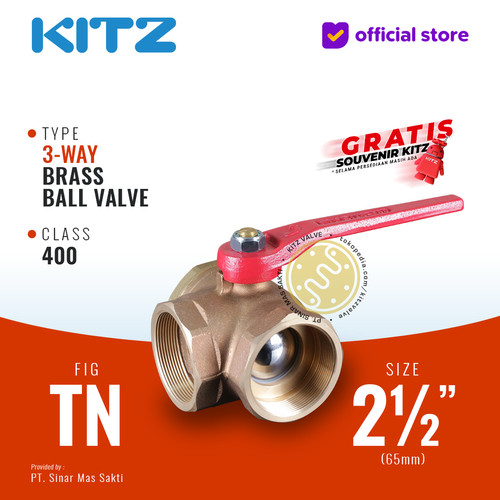 3-Way Ball Valve KITZ Fig. 400 TN , 2 1/2" - 65A - 65mm , Drat / Screw