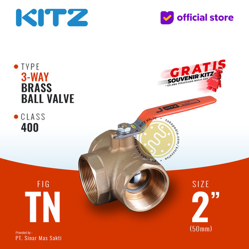 3-Way Ball Valve KITZ Fig. 400 TN , 2" - 50A - 50mm , Drat / Screw