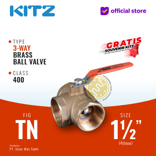 3-Way Ball Valve KITZ Fig. 400 TN , 1 1/2" - 40A - 40mm , Drat / Screw