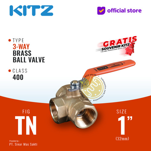 3-Way Ball Valve KITZ Fig. 400 TN , 1" - 25A - 25mm , Drat / Screw