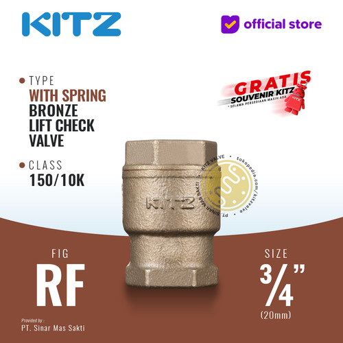 KITZ Tusen Klep Lift Check Valve w. Spring Fig. 150 RF , 3/4" - 20mm