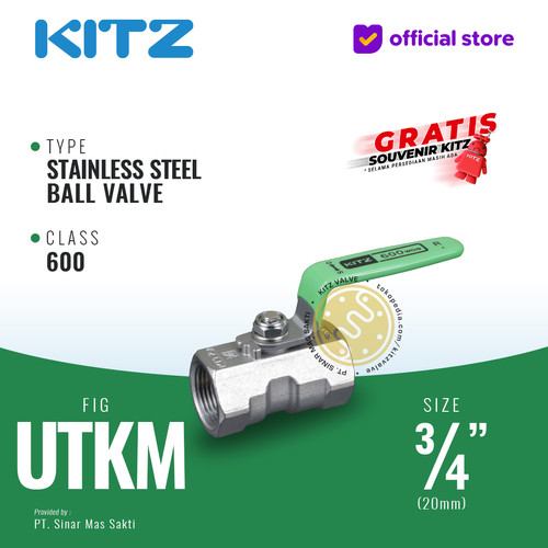 KITZ Stainless Ball Valve Fig. 600 UTKM , 3/4" - 20mm , Drat Screw