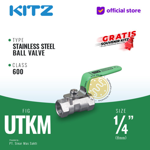 KITZ Stainless Ball Valve Fig. 600 UTKM , 1/4" - 8A - 8mm , Drat Screw