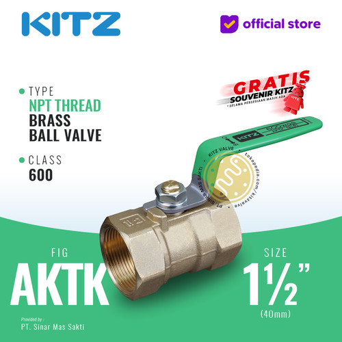 NPT Ball Valve KITZ Fig. 600 AKTK , 1 1/2" - 40mm , Drat Kasar