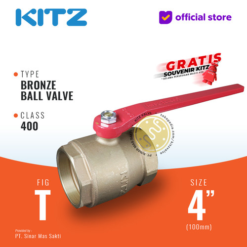 KITZ Brass Ball Valve Fig. 400 T , 4" - 100A - 100mm , Drat / Screw