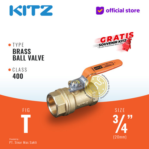 KITZ Brass Ball Valve Fig. 400 T , 3/4" - 20A - 20mm , Drat / Screw