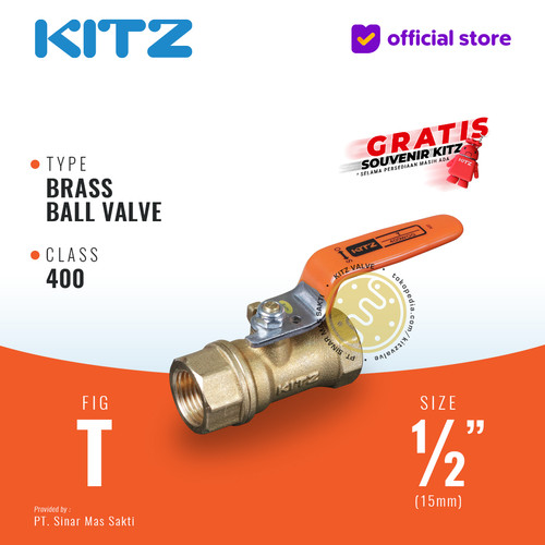 KITZ Brass Ball Valve Fig. 400 T , 1/2" - 15A - 15mm , Drat / Screw