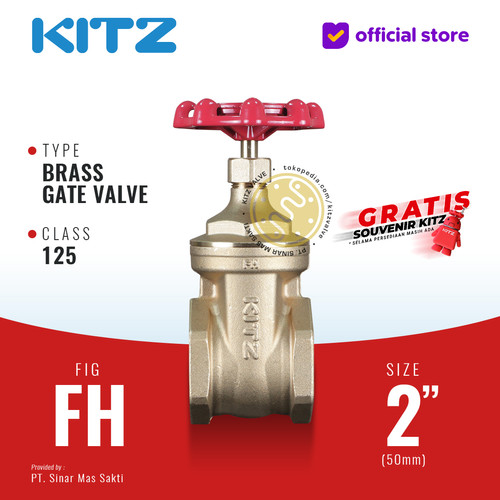 KITZ Brass Gate Valve Fig. 125 FH , 2" - 50A - 50mm , Drat / Screw