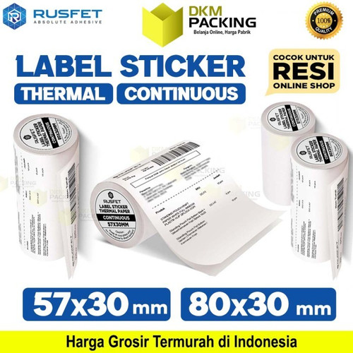 Sticker Label Thermal Paper CONTINUOUS ROLL Olshop Resi Barcode RUSFET