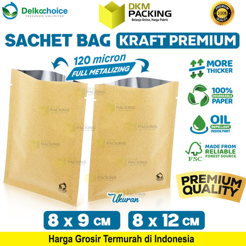 Sachet Bag FOOD GRADE Kraft Paper PREMIUM Metalizing Foil Delkochoice