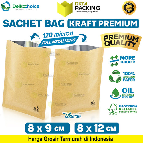 Sachet Bag Kraft Paper PREMIUM Metalizing Foil FOOD GRADE Delkochoice