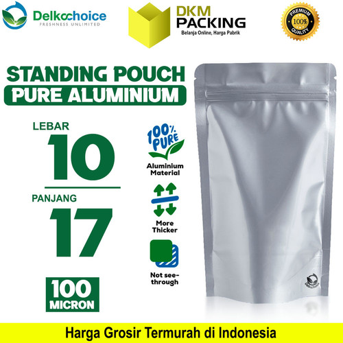 Standing Pouch PURE ALUMUNIUM FOIL Kemasan Ziplock Delkochoice 10x17cm