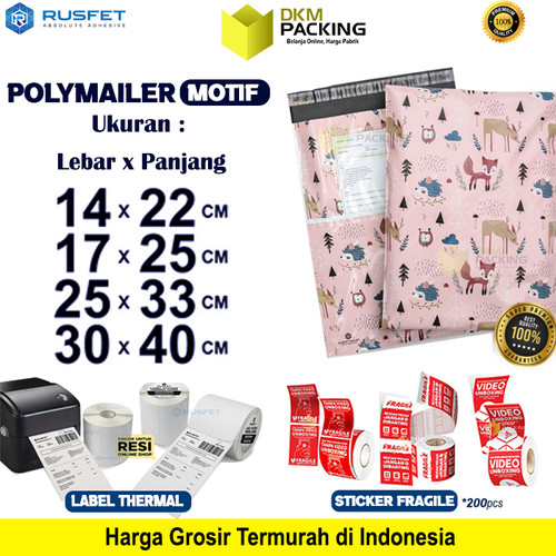 Polymailer Motif FOXY FRIEND Amplop Plastik Packing RUSFET /SATUAN