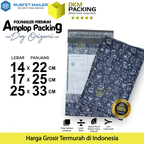 Polymailer Motif DOG ORIGAMI Amplop Plastik Packing RUSFET / SATUAN