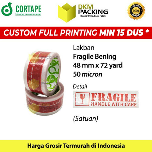 Lakban FRAGILE PREMIUM Plakban Isolasi HANDLE WITH CARE Stiker /SATUAN