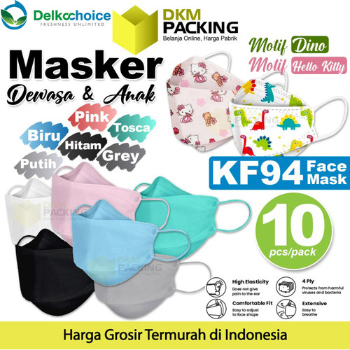 Masker 3D KF94 4PLY DELKOCHOICE Adult & Kids PACK isi 10pcs FACE MASK