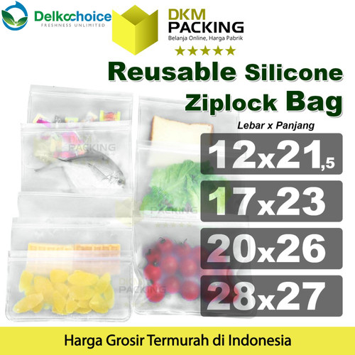 Reusable Silicone Ziplock Bag Silikon Pouch Plastik Klip DELKOCHOICE