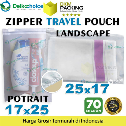 Plastik Traveling Pouch Matte 17cm 25cm Zipper Storage Organizer Bag