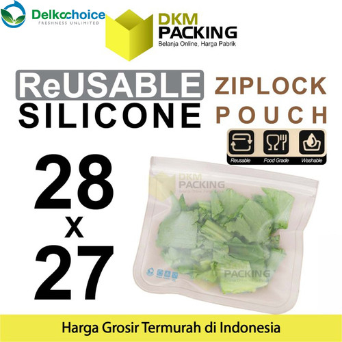 Reusable Ziplock Silicone 28x27cm Silikon Pouch Bag Klip DELKOCHOICE