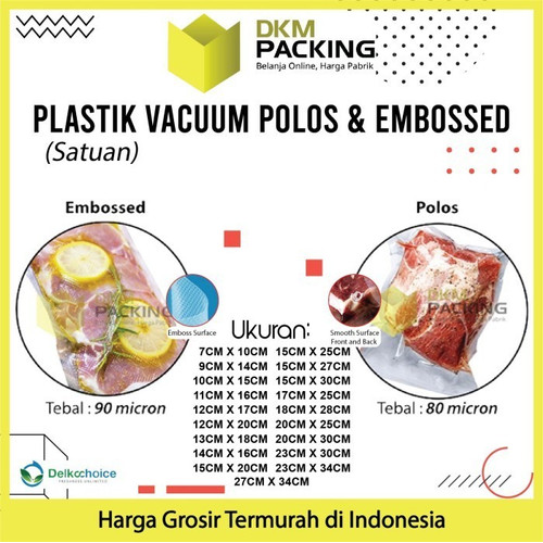 Plastik Vacuum Bag Makanan 11x16cm POLOS EMBOSS Vakum DELKOCHOICE