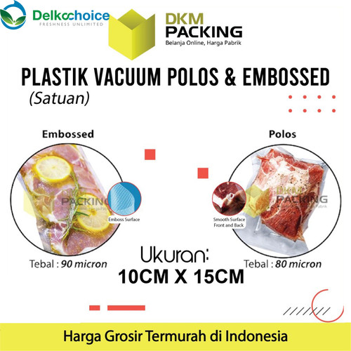 Plastik Vacuum Bag Makanan 10x15cm POLOS EMBOSS Vakum DELKOCHOICE