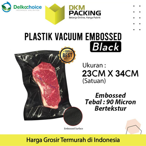 Vacuum Bag Makanan HITAM 23x34cm BLACK EMBOSS Plastik Vakum BINTIK