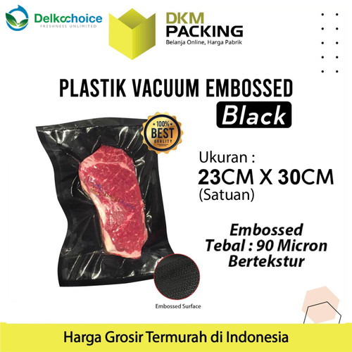 Vacuum Bag Makanan HITAM 23x30cm BLACK EMBOSS Plastik Vakum BINTIK