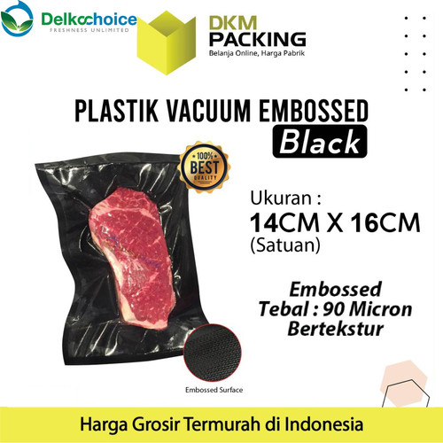 Vacuum Bag Makanan HITAM 14x16cm BLACK EMBOSS Plastik Vakum BINTIK