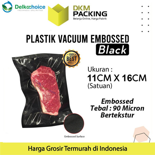 Vacuum Bag Makanan HITAM 11x16cm BLACK EMBOSS Plastik Vakum BINTIK