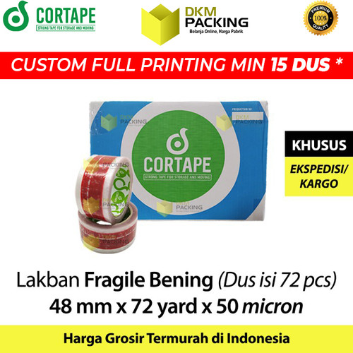 Lakban FRAGILE Bening 48mm Plakban Isolasi KARGO PREMIUM TERMURAH /DUS