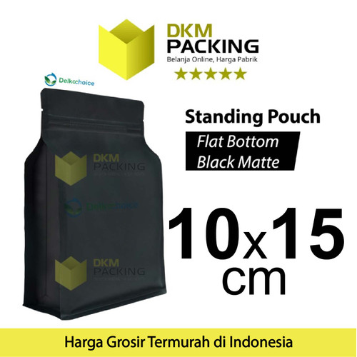 Plastik Klip Flat Bottom Hitam Standing Pouch Ziplock Kemasan Makanan