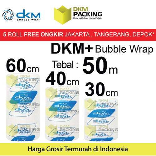 Plastik Bubblewrap Bening 50Meter Bubble Wrap DKMPLUS PREMIUM / ROLL