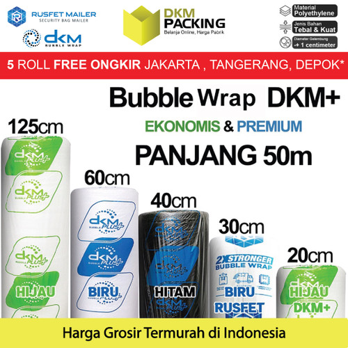 Plastik Bubble Wrap Hitam 50Meter Bubblewrap DKM PLUS PREMIUM / ROLL