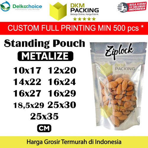 Plastik Klip Alumunium Standing Pouch Ziplock Sealer Kemasan Makanan