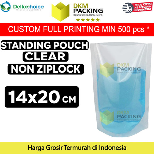 Plastik Standing Pouch 14x20cm Bening NON Ziplock Kemasan Makanan