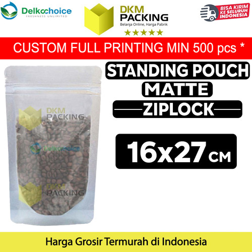 Plastik Klip Matte 16x27cm Standing Pouch Ziplock Kemasan Makanan