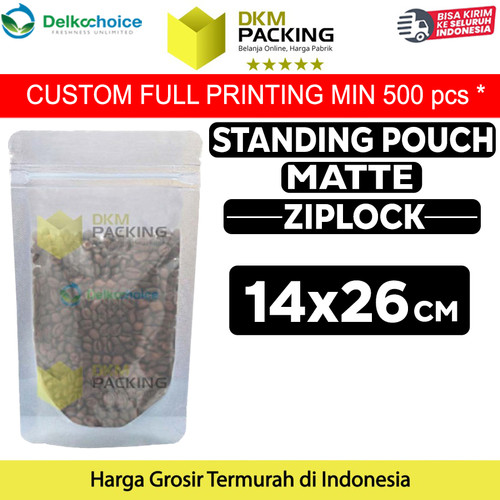 Standing Pouch Matte 14x26cm Ziplock Plastik Klip Kemasan Makanan