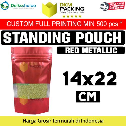 Plastik Klip Red 14x22 Standing Pouch Window Ziplock Sealer Makanan