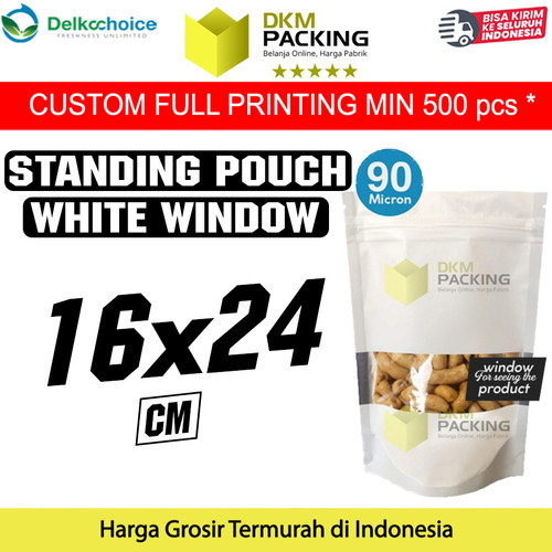 Plastik Klip 16x24 Standing Pouch Window Putih Ziplock Sealer Makanan