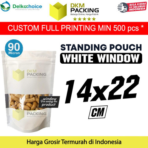 Plastik Klip 14x22 Standing Pouch Window Putih Ziplock Sealer Makanan