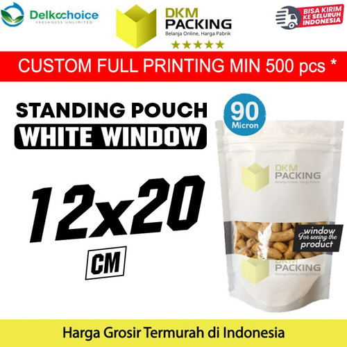 Plastik Klip 12x20 Standing Pouch Window Putih Ziplock Sealer Makanan