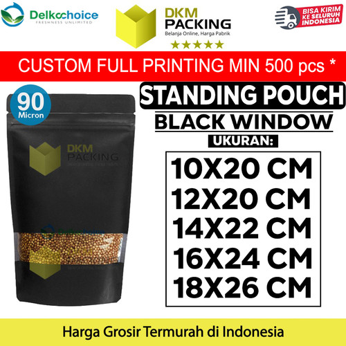 Plastik Klip Standing Pouch Window Ziplock Black Sealer Makanan