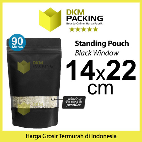 Plastik Klip 14x22 Standing Pouch Hitam Window Ziplock Sealer Makanan