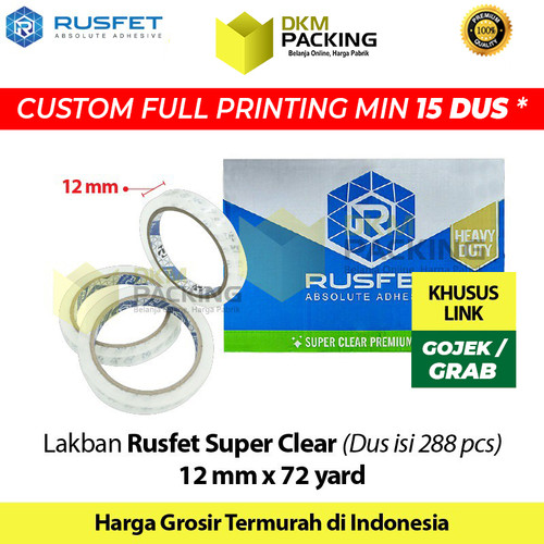 Lakban 12mm x 72yard RUSFET Plakban Isolasi OJOL TERMURAH /DUS