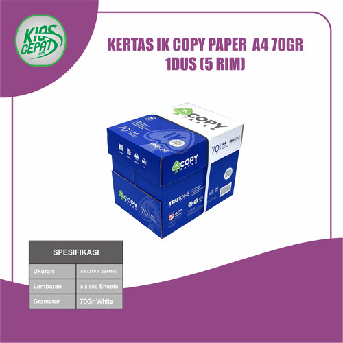 Kertas IK Copy Paper A4 70gr (Kertas HVS IK) 1 DUS = 5 RIM