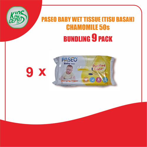 [KEJAR DISKON] Tissue PASEO Baby Wet Chamomile 50s (ISI 9 PACK)