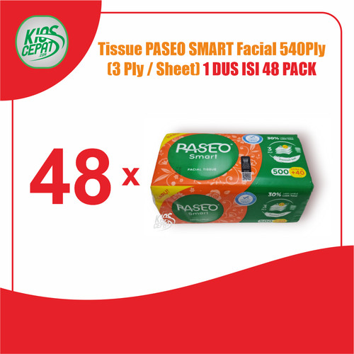 Tissue PASEO SMART Facial 540Ply (3 Ply / Sheet) 1DUS ISI 48 PACK