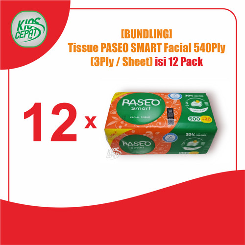 [BUNDLING] Tissue PASEO SMART Facial 540Ply (3Ply / Sheet) isi 12 Pack